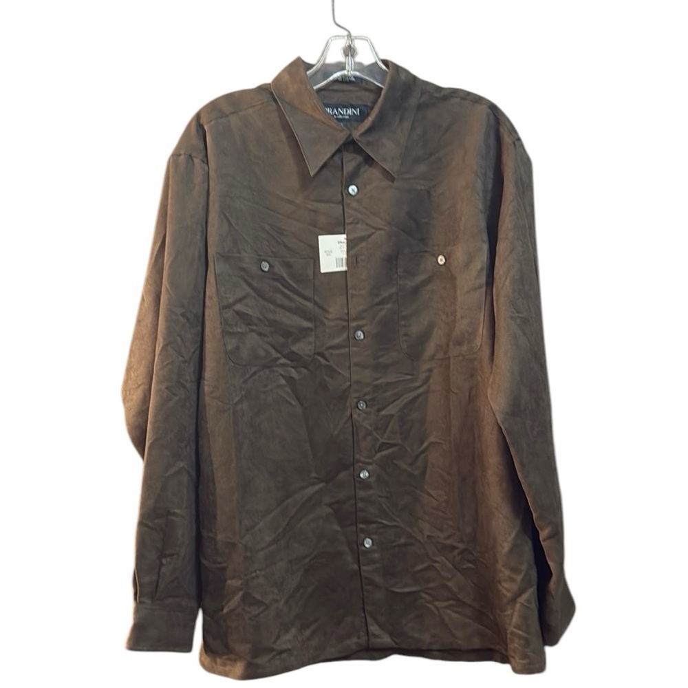 Brandini Size M Men’s Faux Suade Button Down Shirt New With Tags